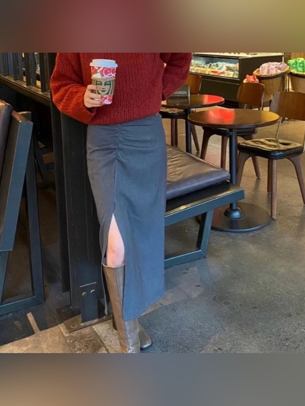 Korean boutique gray skirt